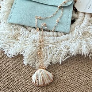 Gold and White Shell Pendant Necklace